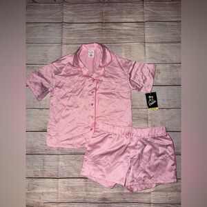 Art Class Pink Satin Kids Pajama Set
